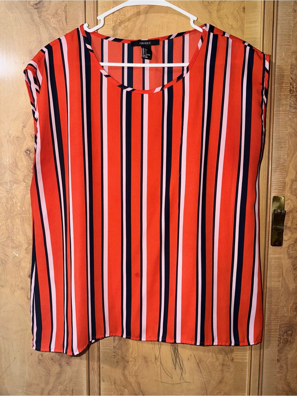 Forever 21 Red Striped Sleeveless Blouse size Large